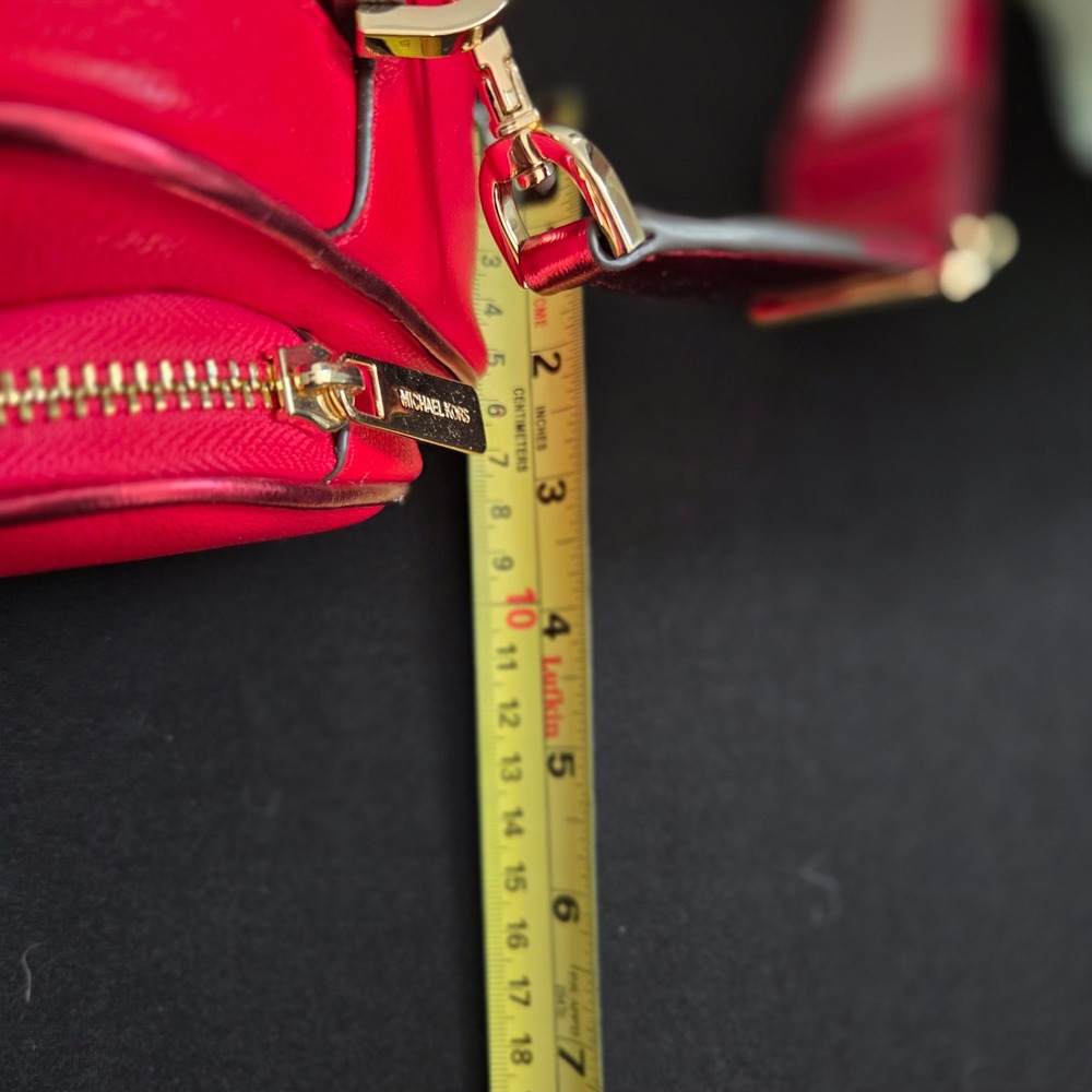 Michael Kors Jet Set Bright Red Leather Medium Pocket Crossbody Bag 35H3GTTC2L - Picture 9 of 9
